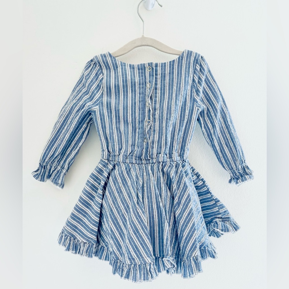 LITTLE MINIS | 2T | RUFFLE BLUE & WHITE STRIPED DRESS - Picture 6 of 6